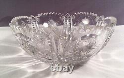 Abp Antique Cut Glass Crystal Bowl Heavy Thick Sharp American Brilliant Period