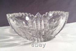 Abp Antique Cut Glass Crystal Bowl Heavy Thick Sharp American Brilliant Period