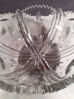 Abp Antique Cut Glass Crystal Bowl Heavy Thick Sharp American Brilliant Period
