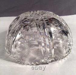 Abp Antique Cut Glass Crystal Bowl Heavy Thick Sharp American Brilliant Period