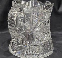 Abp Antique Cut Glass Crystal Havy Jug/pitcher Signed Hawkes Fine Cut All Over