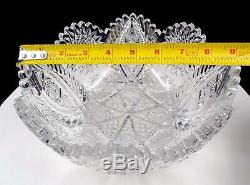 Abp Brilliant Cut Crystal Hobstars Feathers And Canes 9 Bowl 1890-1916