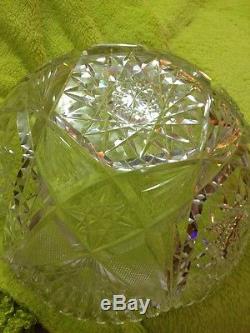 Abp Cut Glass Crystal Antique Stunning Huge Fruit Bowl Sparkles
