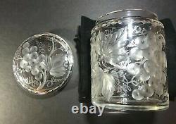 Abp Cut Glass Crystal, Tuthill, Grapes & Leaves, Covered Jardiniere, Exquisite