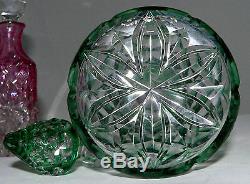 Abp c1900 fine elegant cut glass decanter, perfume, rock crystal, green-clear, 8