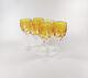 Ajka Amber Gold Cut Crystal Water Glass Set Of 6 In Original Box! (j332)
