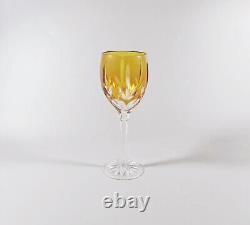 Ajka Amber Gold Cut Crystal Water Glass Set Of 6 In Original Box! (j332)