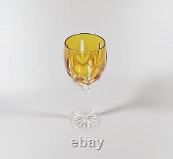 Ajka Amber Gold Cut Crystal Water Glass Set Of 6 In Original Box! (j332)