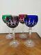 Ajka Arabella 4 Wine Glasses Hocks Goblets Cut To Clear Bohemiam Multi-color