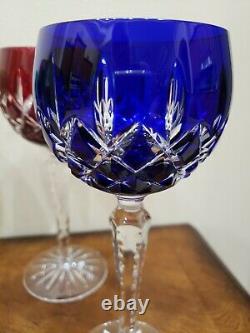 Ajka Arabella 4 Wine Glasses Hocks Goblets Cut To Clear Bohemiam Multi-color