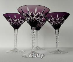 Ajka Arabella Rare Amethyst Cut To Clear Crystal Martini Glasses Set Of 4