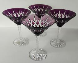 Ajka Arabella Rare Amethyst Cut To Clear Crystal Martini Glasses Set Of 4