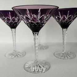 Ajka Arabella Rare Amethyst Cut To Clear Crystal Martini Glasses Set Of 4