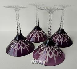 Ajka Arabella Rare Amethyst Cut To Clear Crystal Martini Glasses Set Of 4