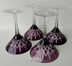 Ajka Arabella Rare Amethyst Cut To Clear Crystal Martini Glasses Set Of 4