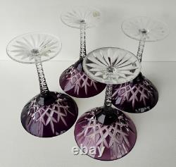 Ajka Arabella Rare Amethyst Cut To Clear Crystal Martini Glasses Set Of 4