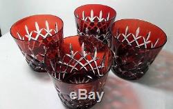 Ajka Arabella Ruby Red Cased Cut to Clear Crystal DOF Whiskey Glass Tumbler