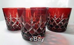 Ajka Arabella Ruby Red Cased Cut to Clear Crystal DOF Whiskey Glass Tumbler