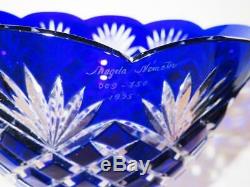 Ajka Crystal Bowl Cut to Clear Cobalt Blue Magda Nemeth Compote Centerpiece 8.5