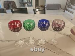 Ajka Crystal Cut to Clear Arabella Wine Hock Goblets Set of 4 Made in Hungary