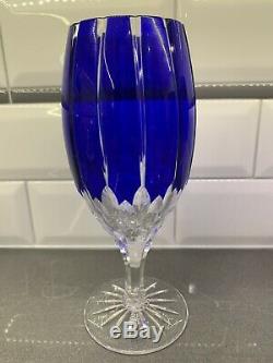 Ajka Crystal Hungary Cobalt Blue Cut to Clear Alva Cobalt Iced Tea Glasses Set 4