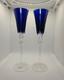 Ajka Crystal Hungary Cobalt Blue Cut to Clear Champagne Flutes Glasses 10 x2