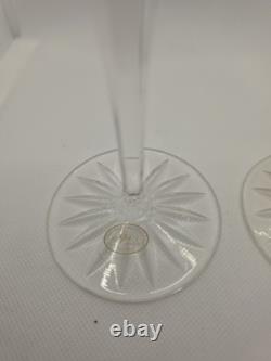 Ajka Crystal Hungary Cobalt Blue Cut to Clear Champagne Flutes Glasses 10 x2