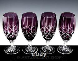Ajka Crystal Purple Cut to Clear ARABELLA 7-3/4 ICE TEA BEVERAGE GLASSES Set 4
