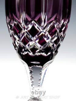 Ajka Crystal Purple Cut to Clear ARABELLA 7-3/4 ICE TEA BEVERAGE GLASSES Set 4