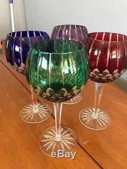 Ajka Crystal cut to clear Castille crystal goblet, set of 4 with original box
