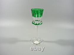Ajka Emerald Green Cased Cut To Clear Lead Crystal Cordial Glass Set Of 6