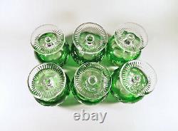 Ajka Emerald Green Marsala Brandy Cognac Cut Crystal Glass Set Of 6! (bt037)