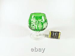 Ajka Emerald Green Marsala Brandy Cognac Cut Crystal Glass Set Of 6! (bt037)