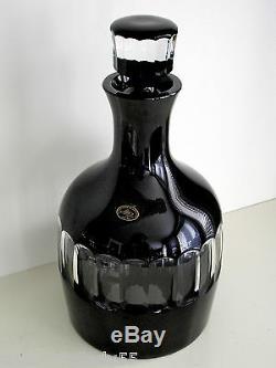 Ajka Faberge Black Magic Black Onyx Cased Cut To Clear Decanter & Whiskey Large