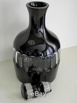 Ajka Faberge Black Magic Black Onyx Cased Cut To Clear Decanter & Whiskey Large