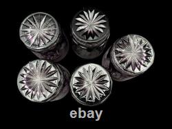 Ajka Marsala Crystal Cut to Clear Amethyst Old Fashioned Glass Set of 5