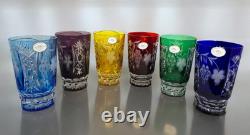 Ajka Marsala Crystal Glasses SET OF 6 Multi Color BEAUTIFUL! Comes with box NEW