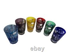 Ajka Marsala Crystal Glasses SET OF 6 Multi Color BEAUTIFUL! Comes with box NEW