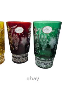Ajka Marsala Crystal Glasses SET OF 6 Multi Color BEAUTIFUL! Comes with box NEW