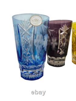 Ajka Marsala Crystal Glasses SET OF 6 Multi Color BEAUTIFUL! Comes with box NEW