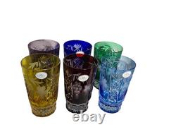 Ajka Marsala Crystal Glasses SET OF 6 Multi Color BEAUTIFUL! Comes with box NEW