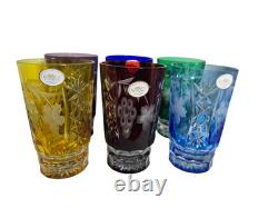 Ajka Marsala Crystal Glasses SET OF 6 Multi Color BEAUTIFUL! Comes with box NEW