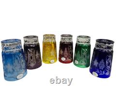 Ajka Marsala Crystal Glasses SET OF 6 Multi Color BEAUTIFUL! Comes with box NEW
