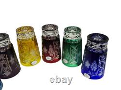 Ajka Marsala Crystal Glasses SET OF 6 Multi Color BEAUTIFUL! Comes with box NEW
