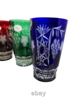 Ajka Marsala Crystal Glasses SET OF 6 Multi Color BEAUTIFUL! Comes with box NEW