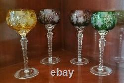 Ajka Marsala Multi Color Cut To Clear Crystal Hock Wine Glasses- Set Of (4)