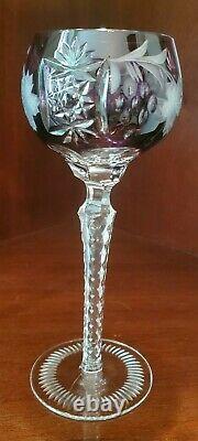 Ajka Marsala Multi Color Cut To Clear Crystal Hock Wine Glasses- Set Of (4)