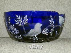 Ajka RARE Crystal Design Guild 9 Hungarian Bowl Cut To Clear Blue Birds NWT