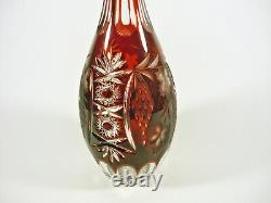 Ajka Ruby Red Marsala Cased Cut To Clear Crystal Wine Decanter 15