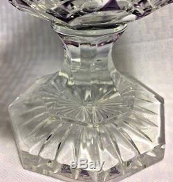 Ajka/design Guild Covered Urn Purple Cut To Clear Crystal Bohemian Signed 80/500